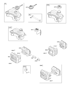 Exhaust System, Fuel Supply Diagram and Parts List for 9P602-0072-H1  Briggs and Stratton Engine